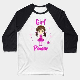 Kawaii  Chibi Cute Girl Power Baseball T-Shirt